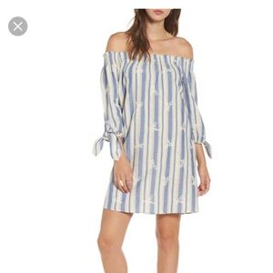 EVERLY Tie Sleeve Off The Shoulder Shift